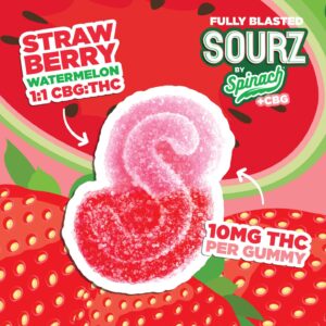 SOURZ SPINACH – STRAWBERRY WATERMELON GUMMIES 10X5G SATIVA