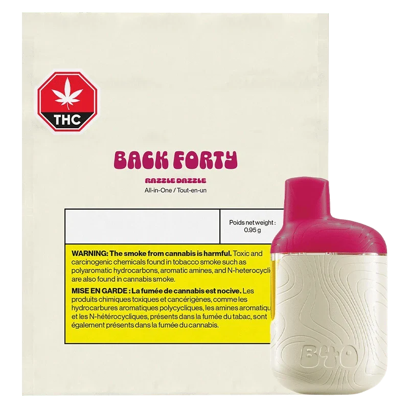 BACK FORTY - RAZZLE DAZZLE INDICA THC Disposable VAPE 0.95G
